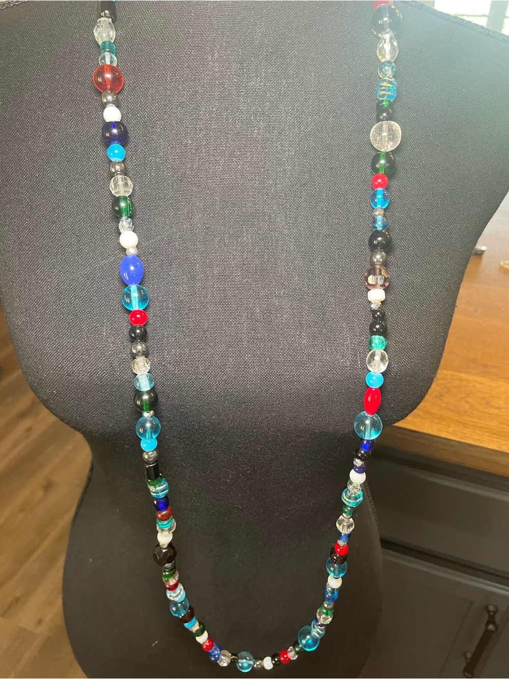 Multicolor Glass Bead Long Necklace. Infinity Style